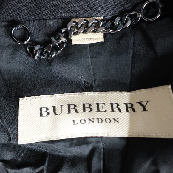 Burberry Womens Blazer 6 Black Peak Lapels Single Vent Made in Portugal - Picture 2 of 16